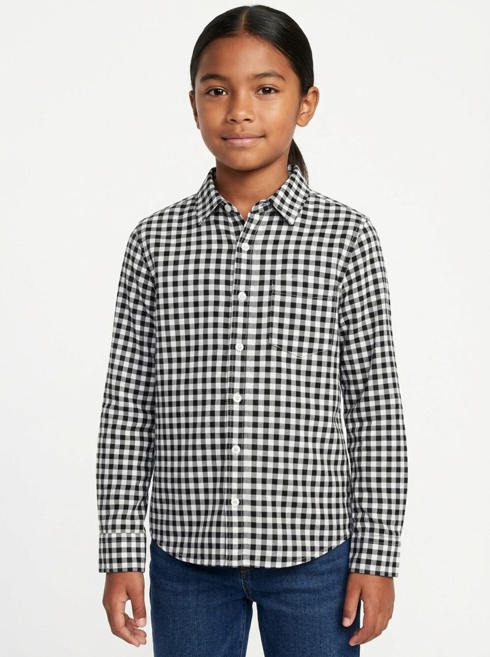 J.Crew Collared Stretch Button-Front Gingham Button-Up Shirt Boys Size 6